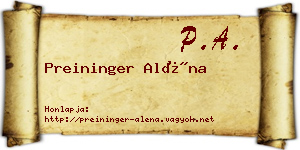 Preininger Aléna névjegykártya